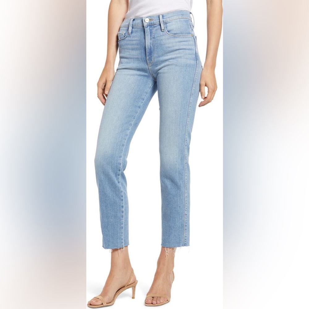 FRAME Le Sylvie Crop High Waist Raw Hem  Jeans in Overturn